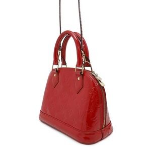 Louis Vuitton Red Vernis Monogram Handbag Bag Alma